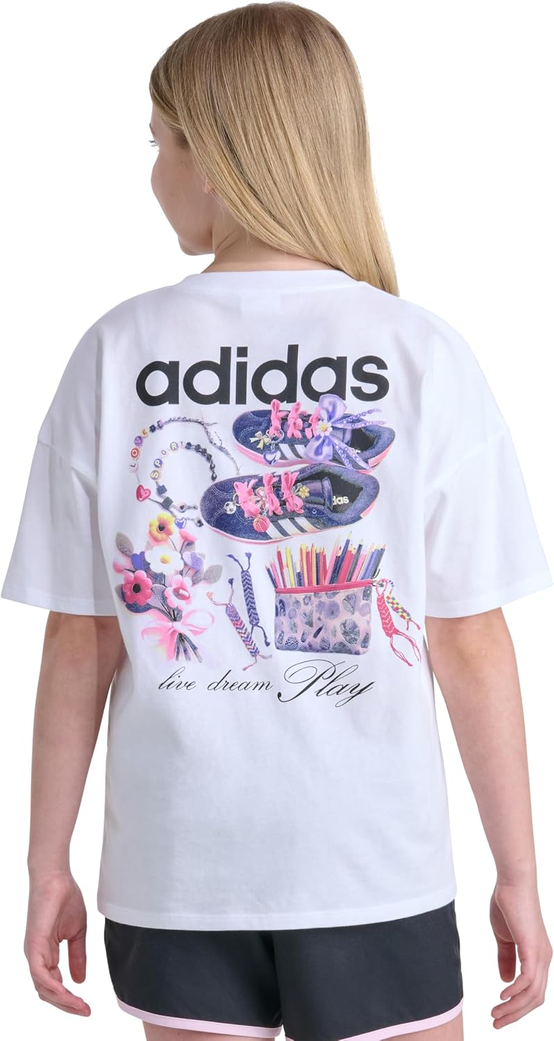 adidas Girls' Short Sleeve Boyfriend Tee