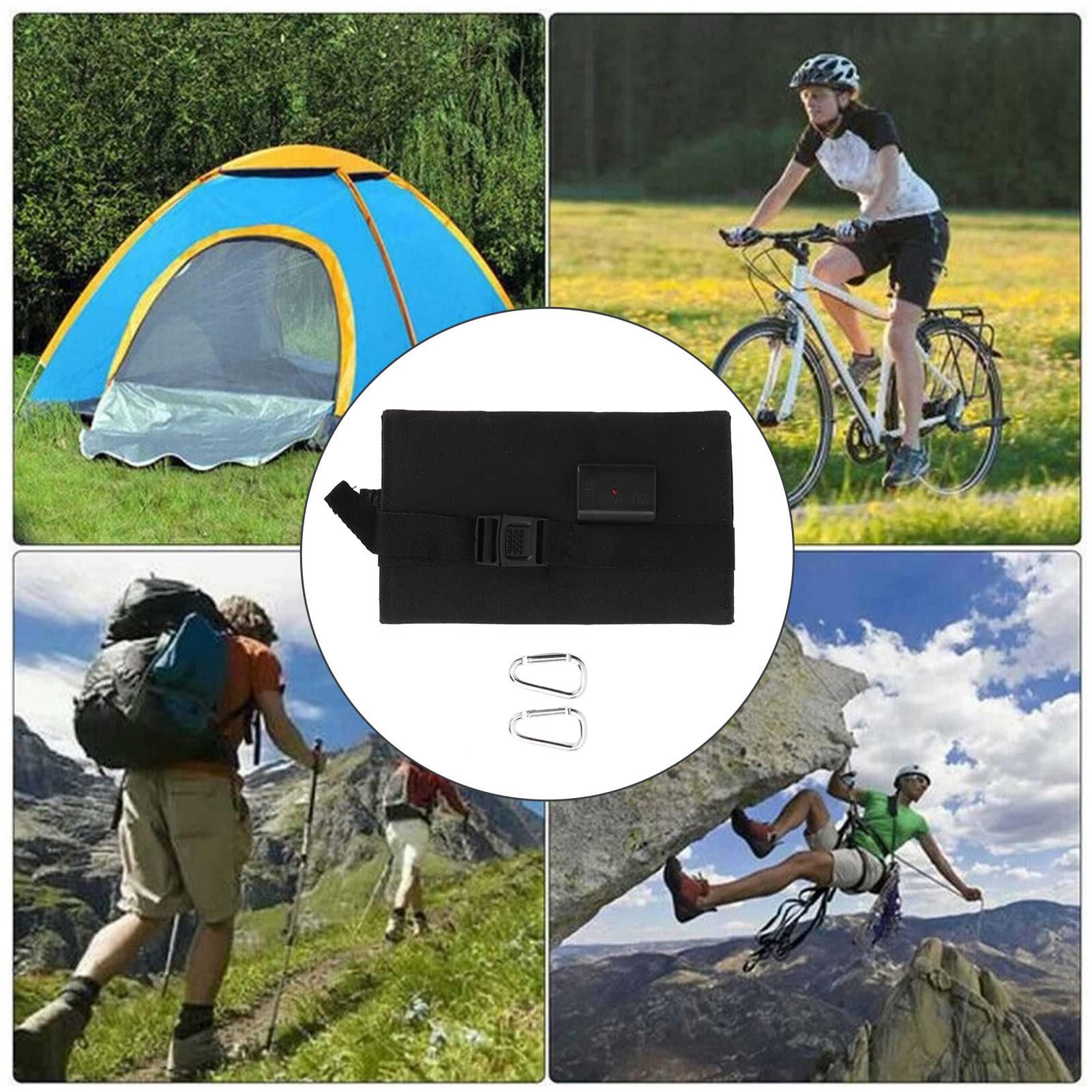 Panel Solar Plegable, Carga Rápida y Energía Renovable, Cargador de Batería Móvil 20W USB 5V, Diseño Ligero Portátil para Campamentos, senderismo, picnics, escalada al aire