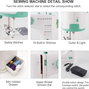 Twin Needle Sewing Machine, 16 Stitches Double Thread for Beginners