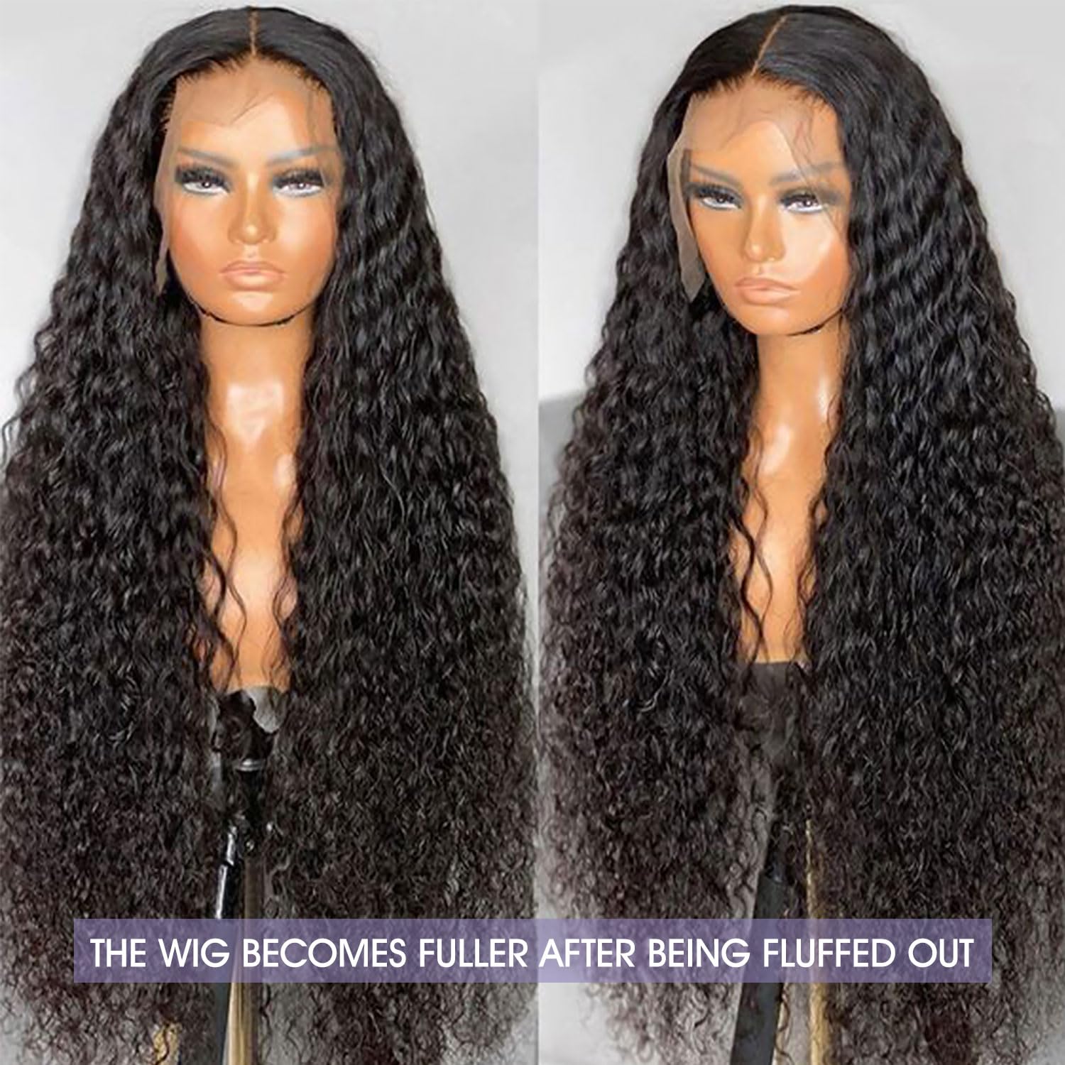 28 Inch Deep Wave Lace Front Wig 13x6 HD Transparent 210% Density Human Hair Lrv Hair 210% Density Pre Plucked Deep Wave Lace Frontal Wig  main image 2