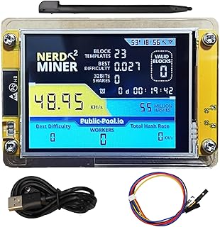 Minatore di Bitcoin USB NerdMiner V2 ESP32 Hashrate 49K/S Display Intelligente da 2.8 Pollici Crypto Minatore per Solitario Lotteria Macchina per Minare Solitario
