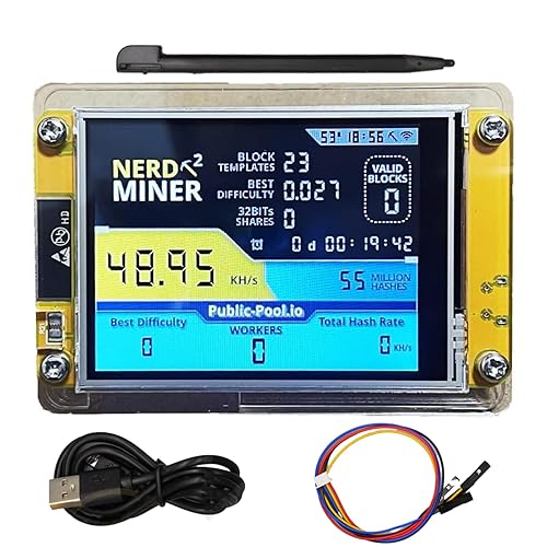 Bitcoins Miner USB Miner ESP32 Hashrate 349K/S 2.8 Inch Smart Display Crypto Solo Lottery Miner Solo Mining Machine