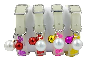 Pets Empire 2 Pcs Cat Puppy Cute Reflective Cat Collars, Pet Collars with Bell, Adjustable from 19 to 28 cm, Colorful Collars for Cats Puppies ( Color May Vary )