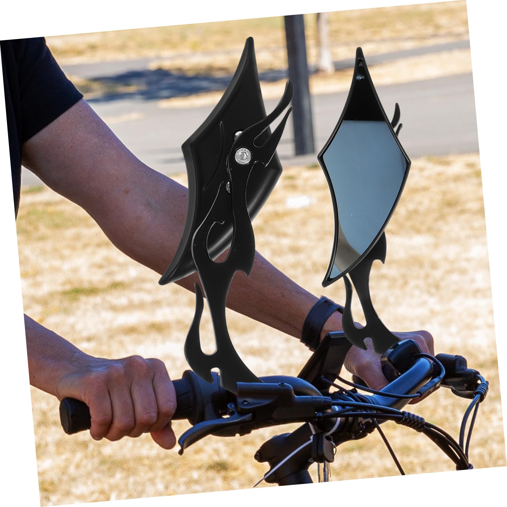 Specchietti Vetro Ruote Veicoli 2 Retrovisori e Due a Pezzi in Abs Neri, Robusti, Facili da Installare Manubrio Motociclette e Bici Elettrica