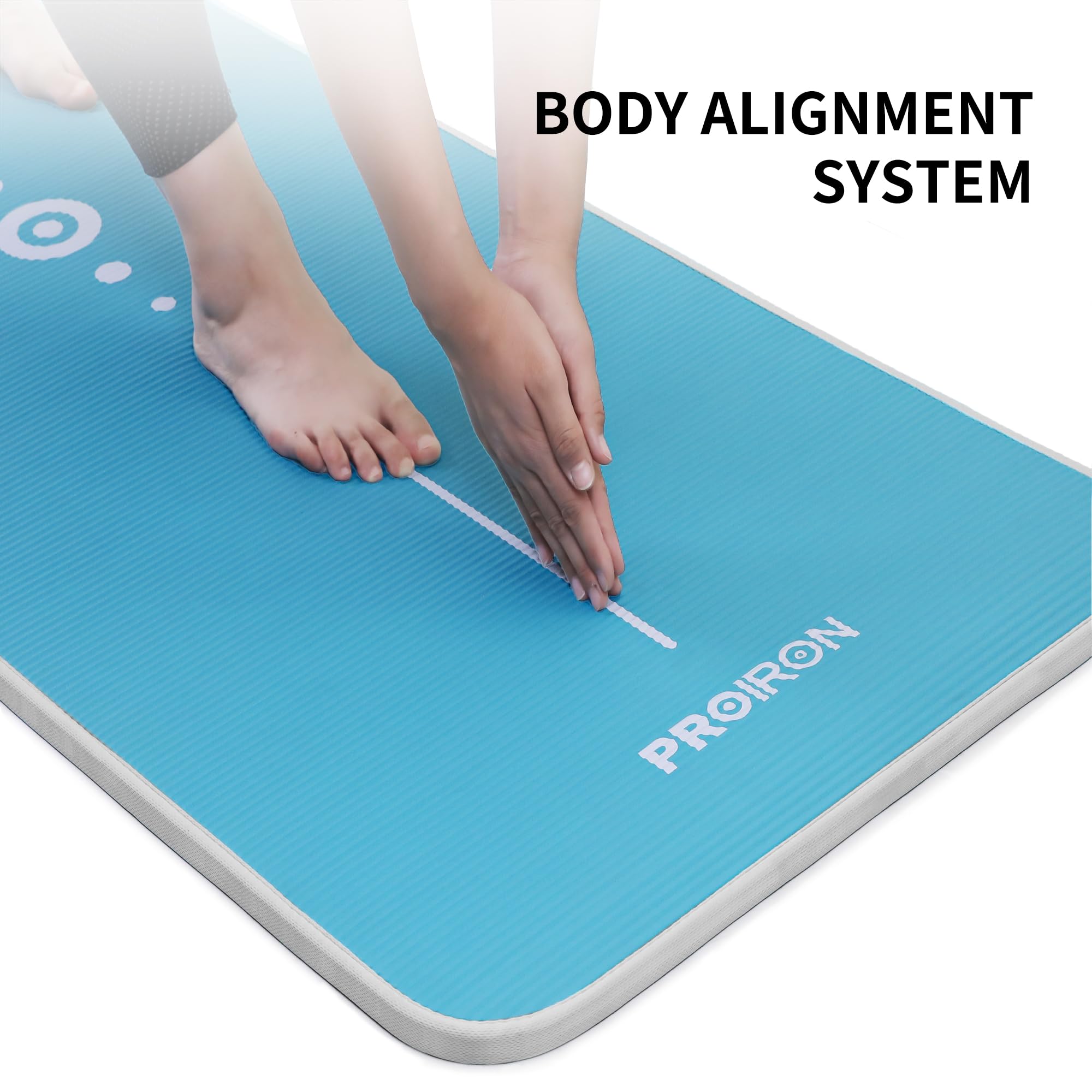PROIRON Tappetino Fitness Ultra Spessore 15 mm, Ideale per Yoga, Pilates, Ginnastica, Palestra Allenamento, Antiscivolo Ultra Morbido Materiale NBR, Ecocompatibile con Cinturino, 1800 x 610 x 15mm