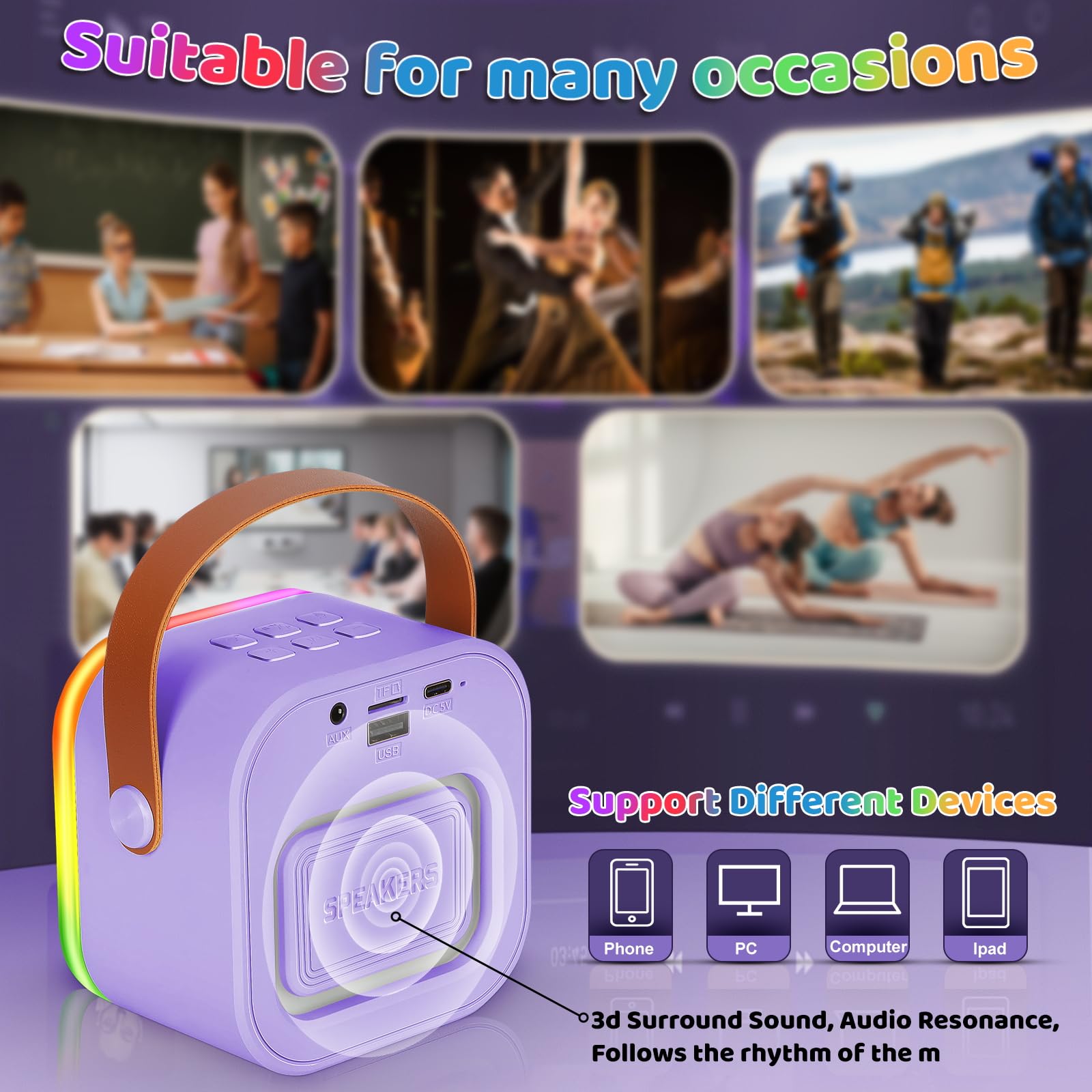 Mini máquina de karaoke para niños, regalos de juguetes para niñas, micrófono inalámbrico de karaoke para niños de 4, 5, 6, 7, 8, 9, 10, 11 y 12 años, regalos de fiesta de Navidad para niños y niñas 6