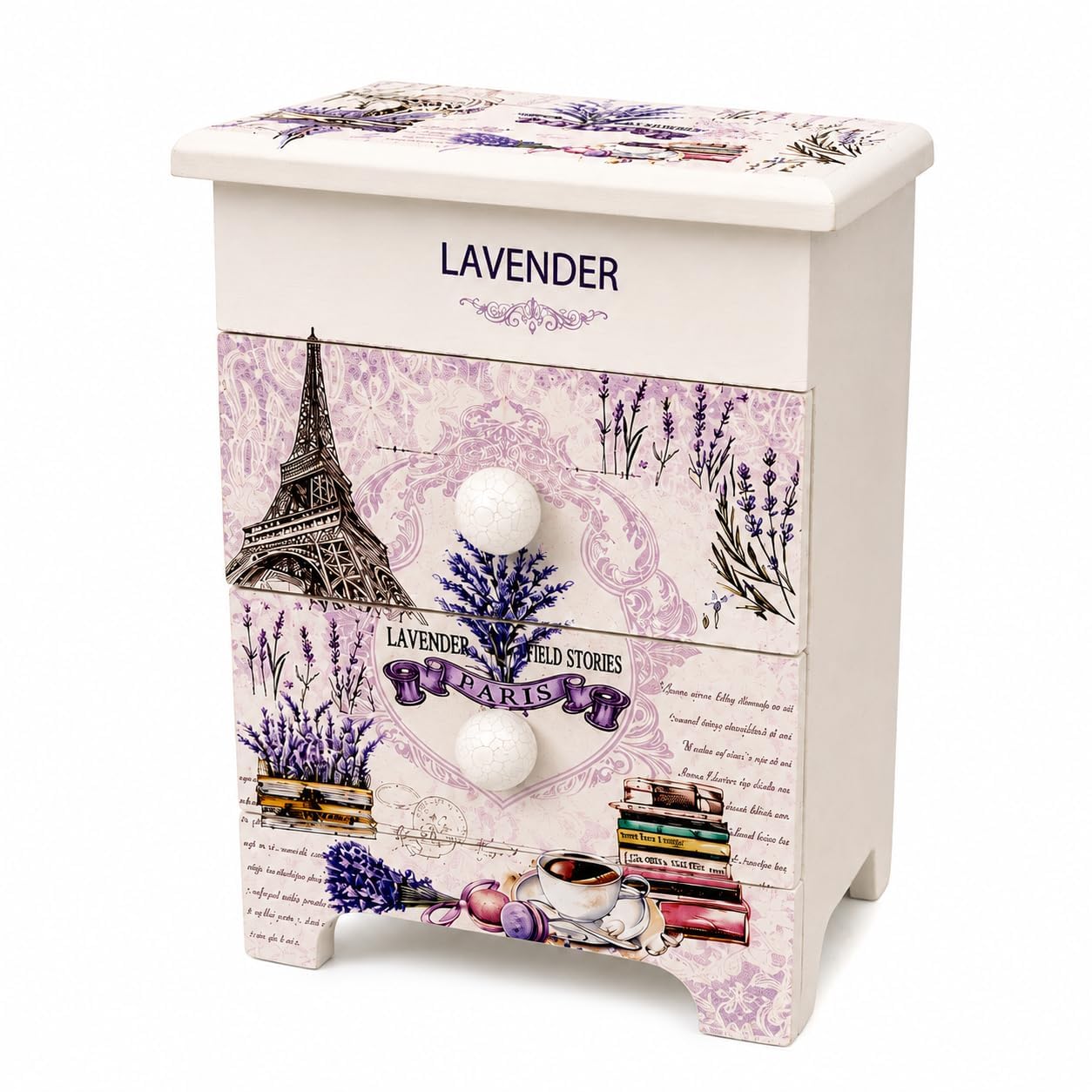 Wooden Jewelry Organizer Box with Built-in Mirror & 2 Storage Drawers | Floral Printed Jewellery Storage Cabinet for Rings, Earrings, Necklaces, Bracelets & Makeup Accessories (Multicolour-3)