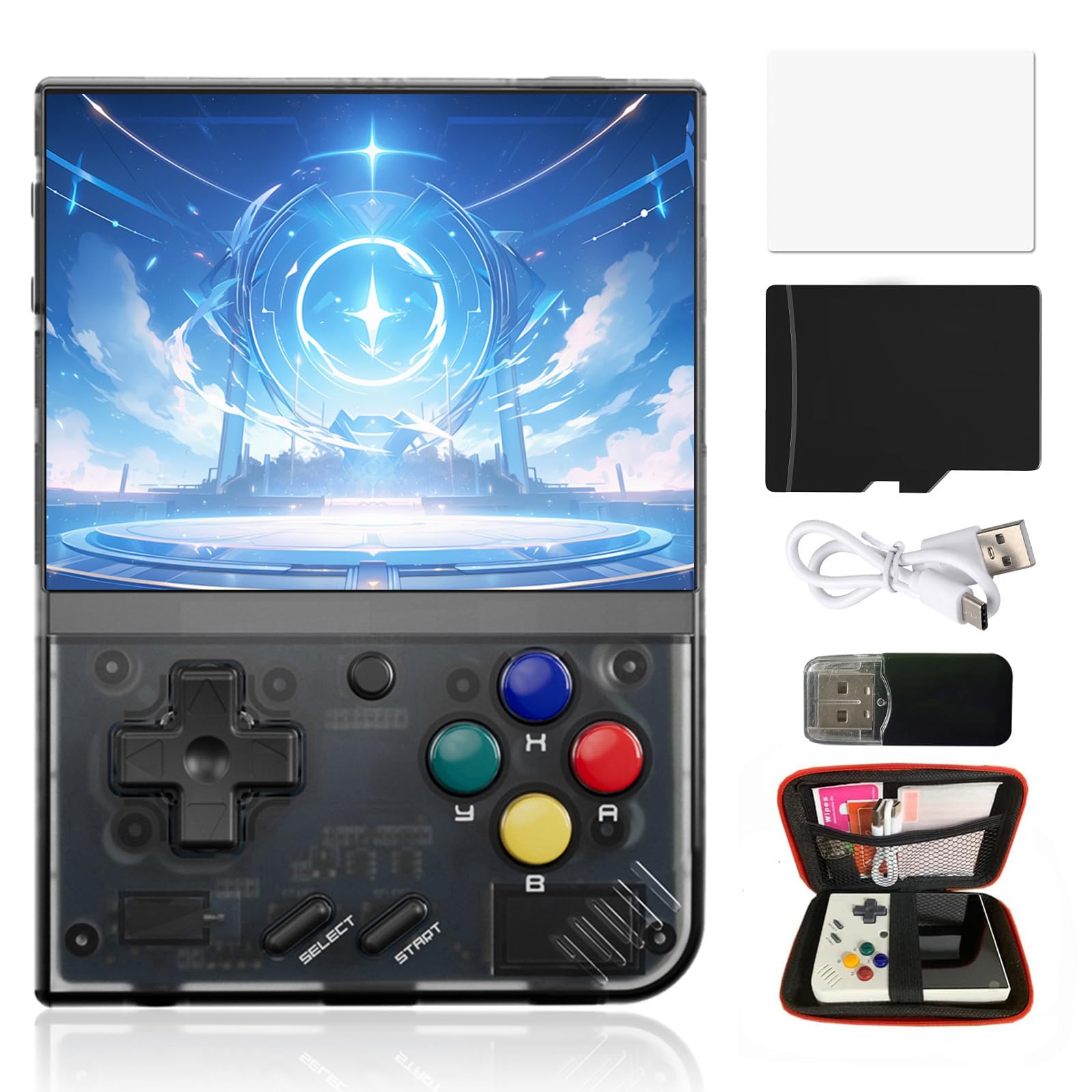 Miyoo Mini Plus Retro Game Console,3.5 Inch IPS Classic System Retro Video Games Consoles,with 128G TF Card and Wireless Networt Handheld Console Casual Game Console(Black)
