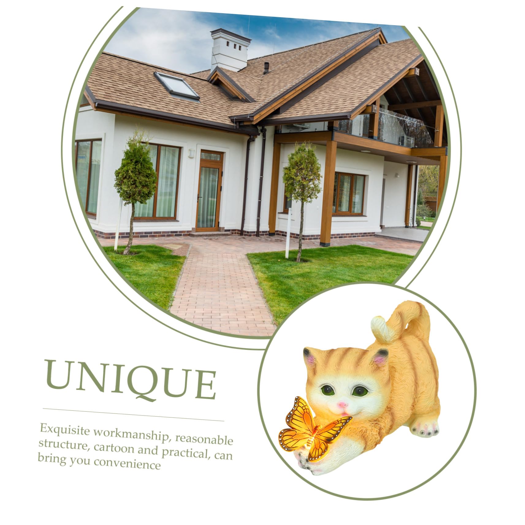 SOIMISS Realistische Katzendekoration aus Kunstharz mit Gelber Solarleuchte Einzigartige Gartenskulptur als Dekorative Kleine Katzenfigur für Raumgestaltung und Sammler