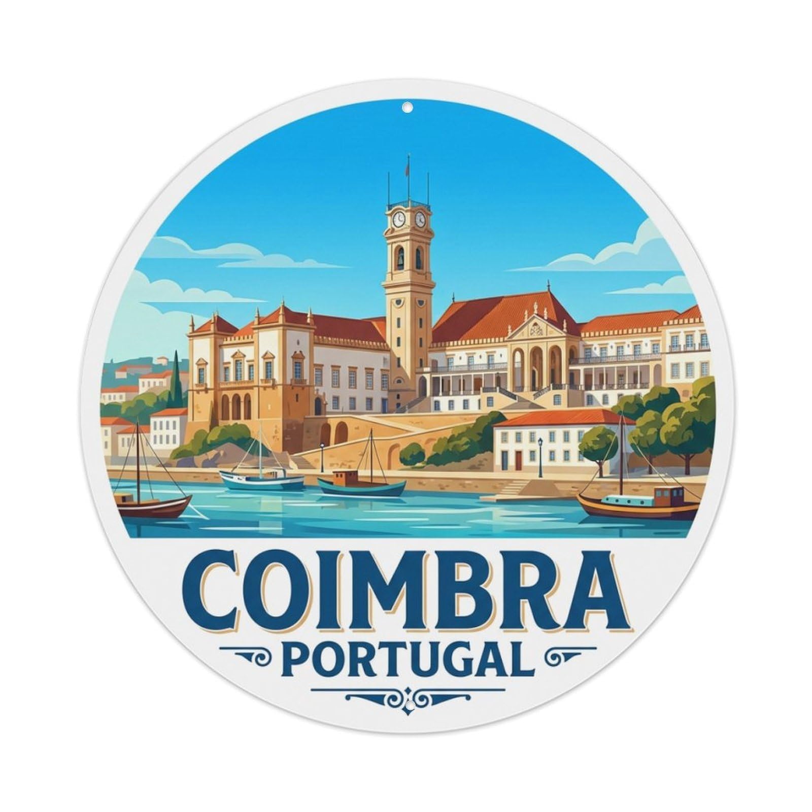 Metal Tin Sign Vintage Travel Portugal Coimbra