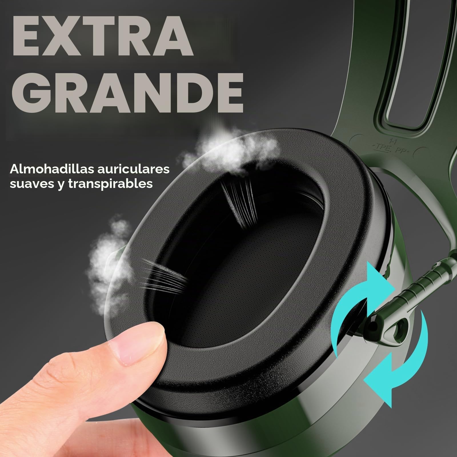 ProCase Auriculares Aislantes Extra Grandes SNR 37dB, Protección Auditiva NRR 30dB para Adultos, Reducción de Ruido, Ajuste Amplio y Cómodos