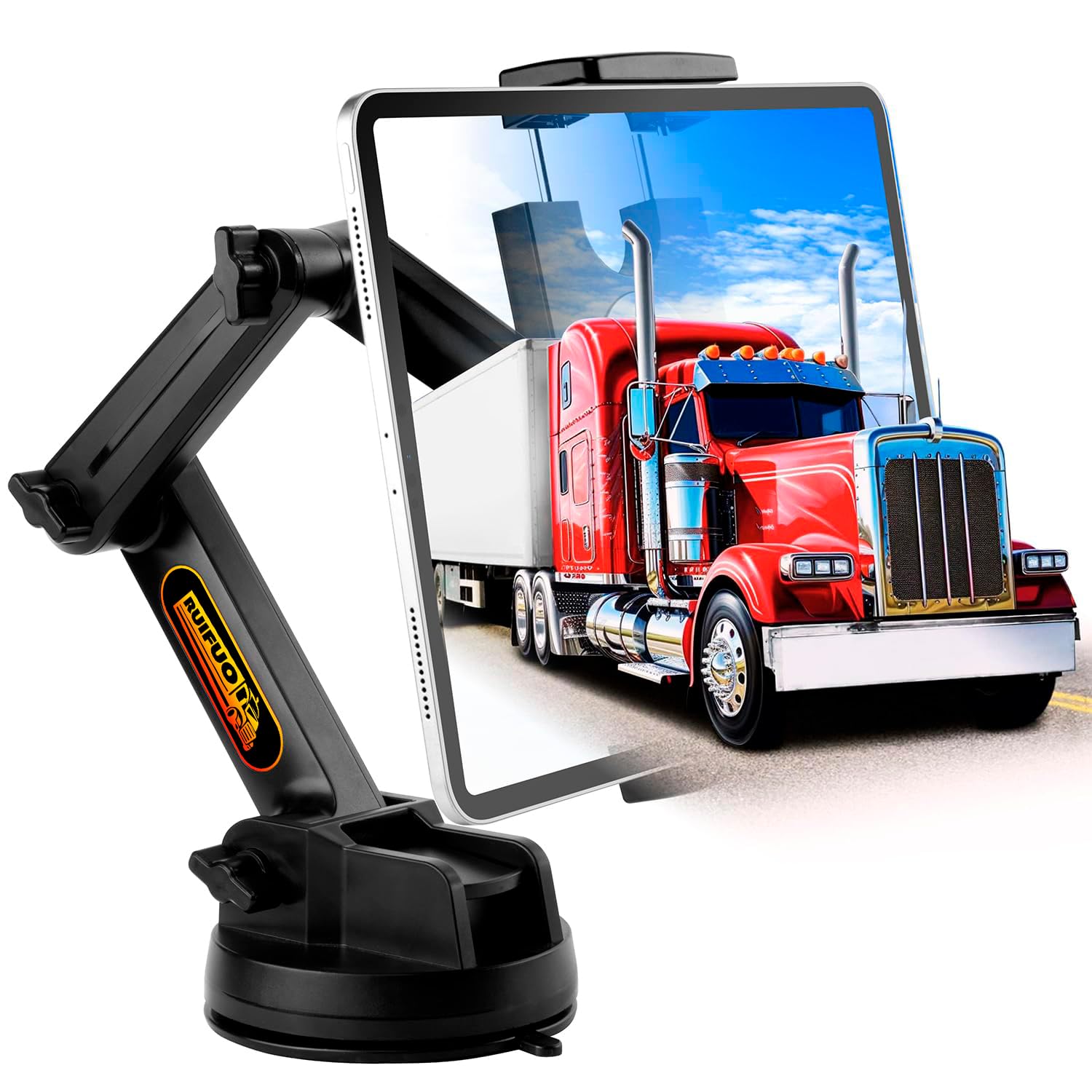 Tablet Halterung Auto,Tablet Halterung für LKW,Heavy Duty Super Saugnapf für Tablet & iPad Halterung LKW Armaturenbrett Windschutzscheibe 16,7 Zoll Langer Arm & Stabil,für 4,7-12,9 Geräte (Schwarz)