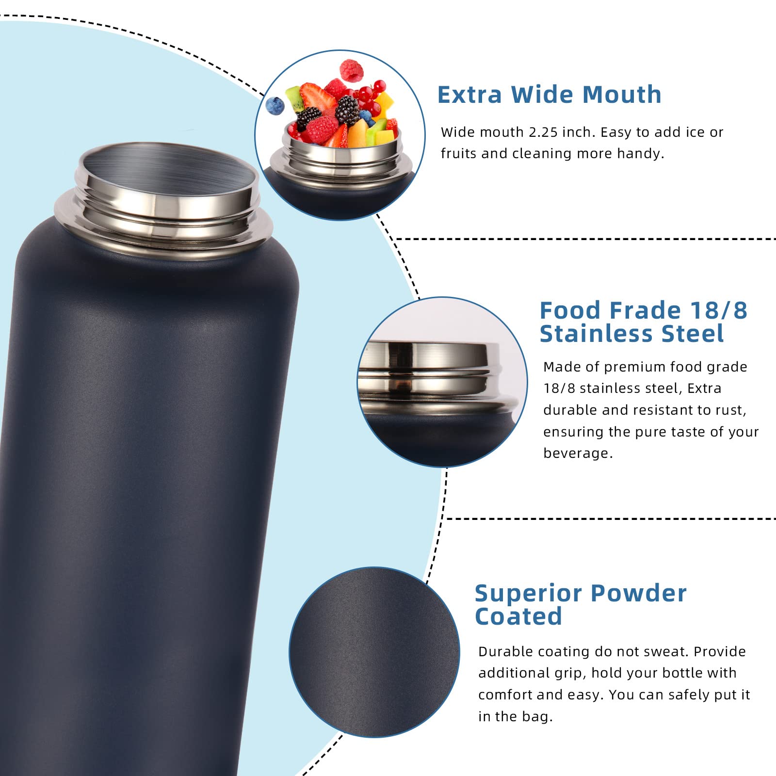 Volhoply 1 litri Isolato Borraccia Termica con Cannuccia 4 Confezioni,Bottiglia in Acciaio Inox con 2 Coperchi, Bottle a Doppia Parete,Bottiglie Sportive per Bambini,Scuola,Lavoro(Miscela,4 set