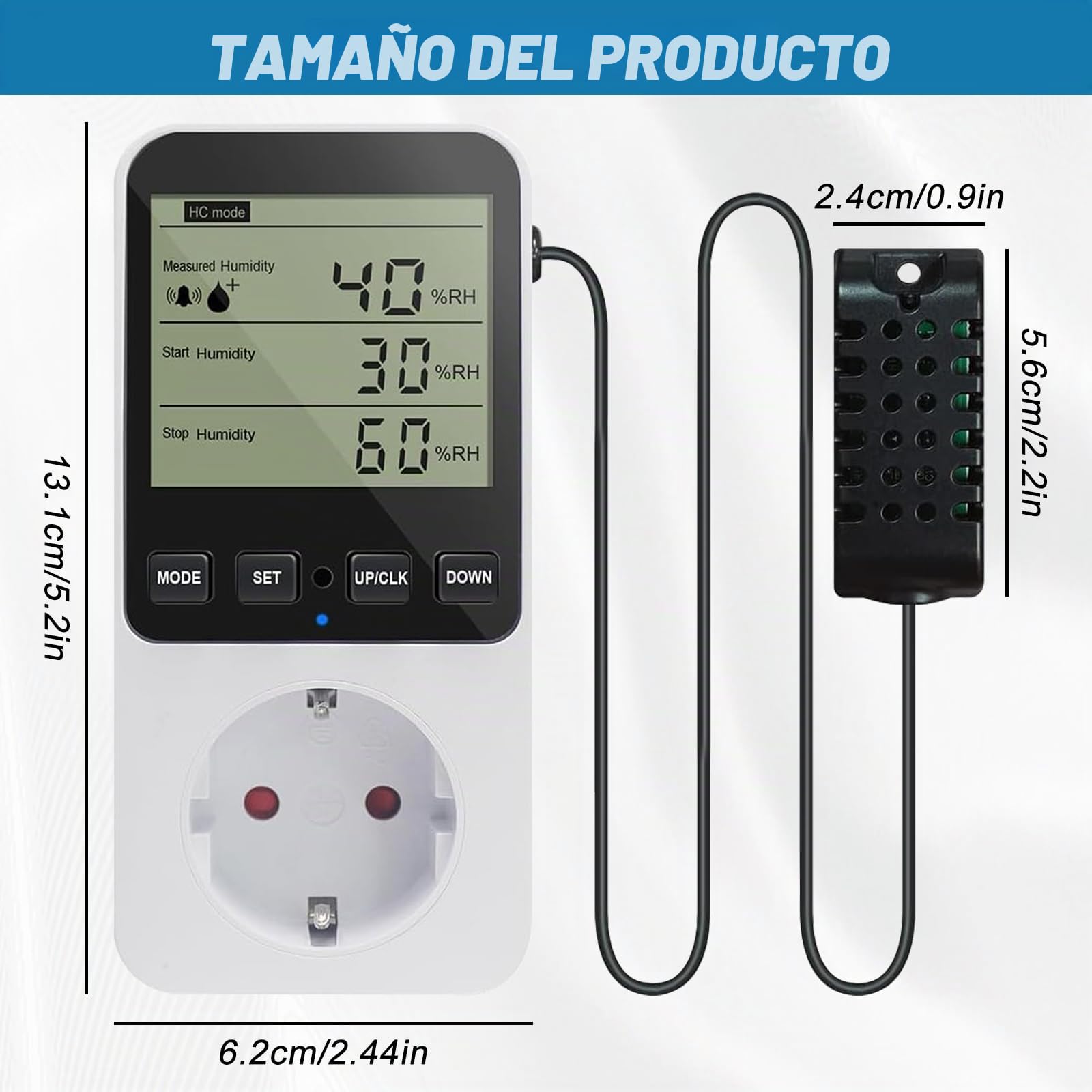 Regulador de humedad y temperatura, higrostato digital, toma de corriente 230 V, interruptor de temperatura con alarma