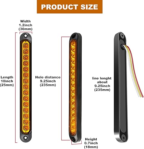 Miniatura 4 de 2 unids ámbar 15 LEDs barra de luz trasera de freno LED impermeable parada intermitente luces traseras remolque identificación de barcos marinos,