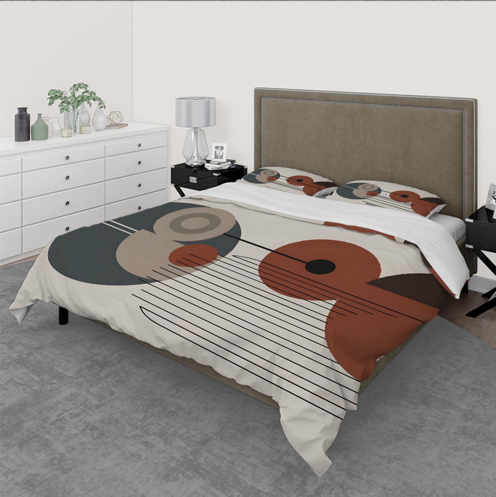 Abstrakcyjny geometryczny zestaw poszewek na kołdrę vintage nowoczesny styl lekki nadruk miękki minimalistyczny zestaw pościeli miękka mikrofibra 3 sztuki 180x220cm
