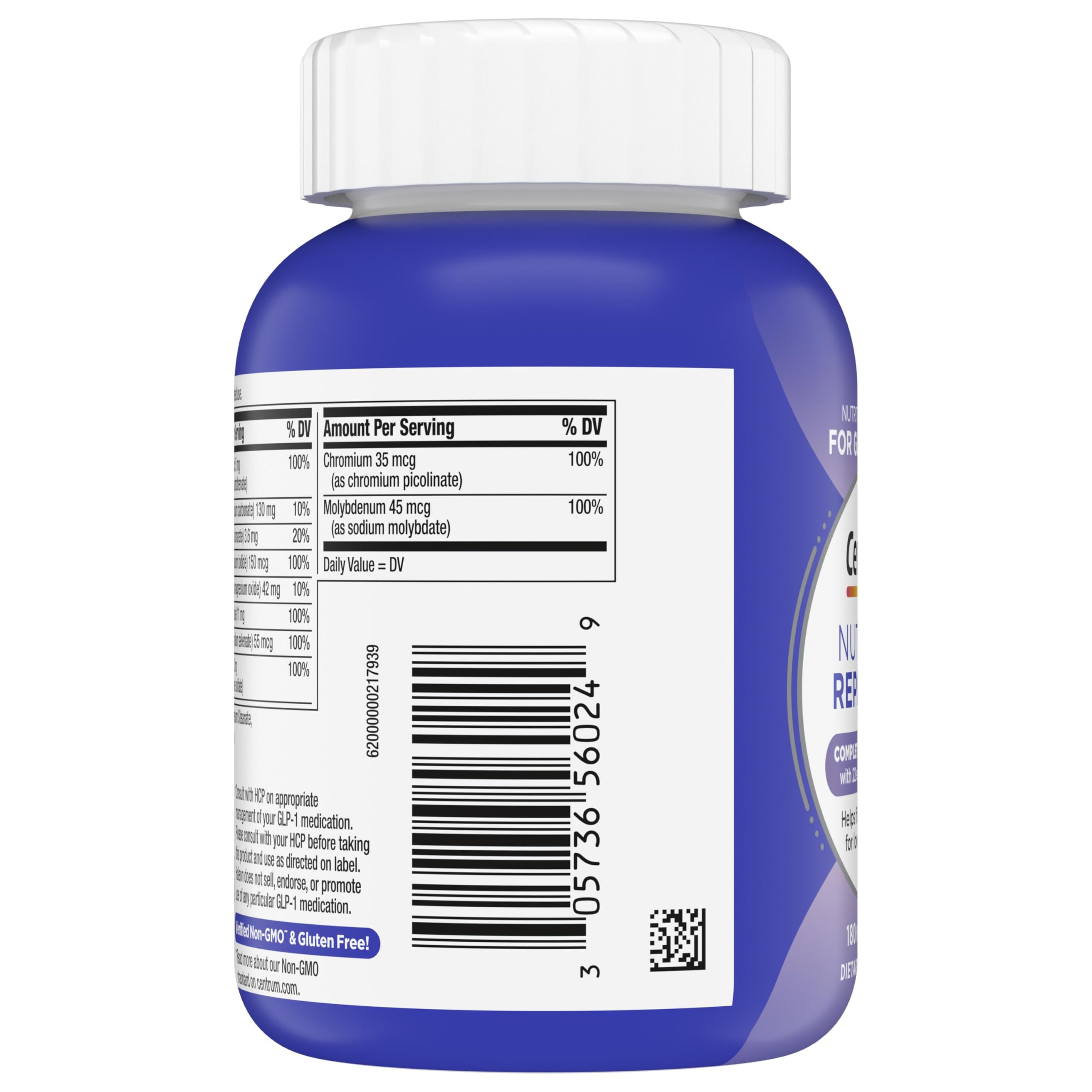 Centrum Nutrient Replenish GLP-1 Nutrition Support Multivitamin for Whole Body Health and Appearance - 180 Tablets, 6 Month Supply
