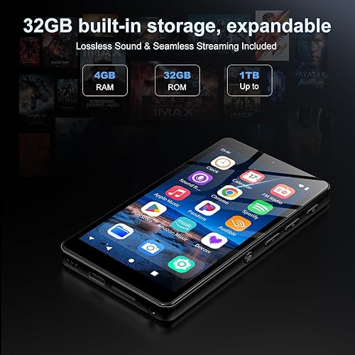 Miniatura 7 de Reproductor de MP3 de 32 GB con Bluetooth y WiFi, reproductor de música HD Oilsky de 4.02 pulgadas con Spotify, audible, Yaxa Music, Deezer