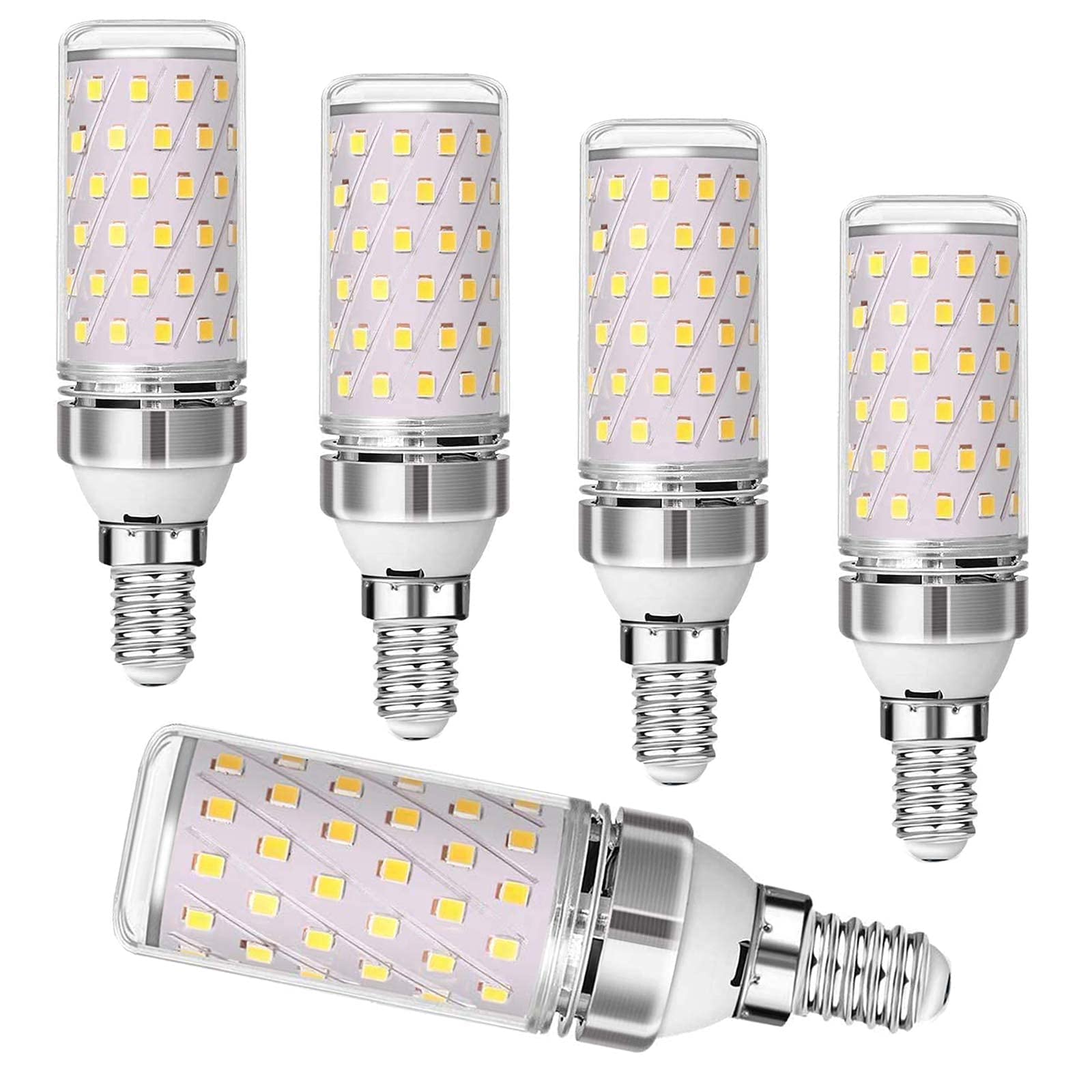 Confezione da 5 lampadine a LED E14 12W 3000K/6000K AC 110V-120V/220V-240V Lampadine LED a Vite Piccola Lampadine E14 120w equivalenti (Bianco Caldo 110V~120V) (Bianco Freddo 220V~240V)