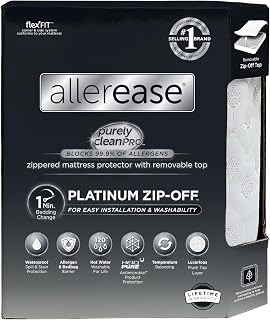AllerEase Platinum King Size Waterproof Mattress Protector with Zip-Off Plush Top - Allergen Barrier, Temp Balancing, Bed Bug Proof
