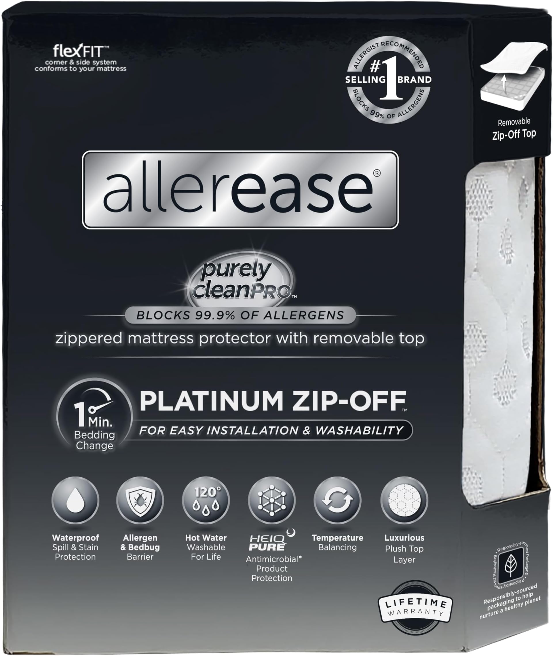 Platinum Zip-Off Top Mattress Protector, King