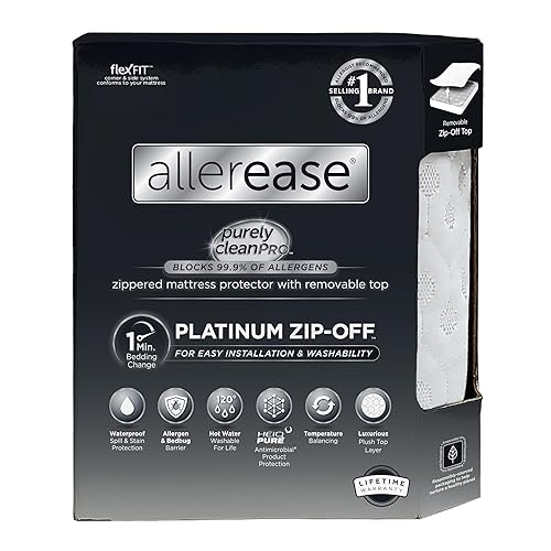 AllerEase Platinum Zip-Off Top Waterproof Mattress Protector King Size 360