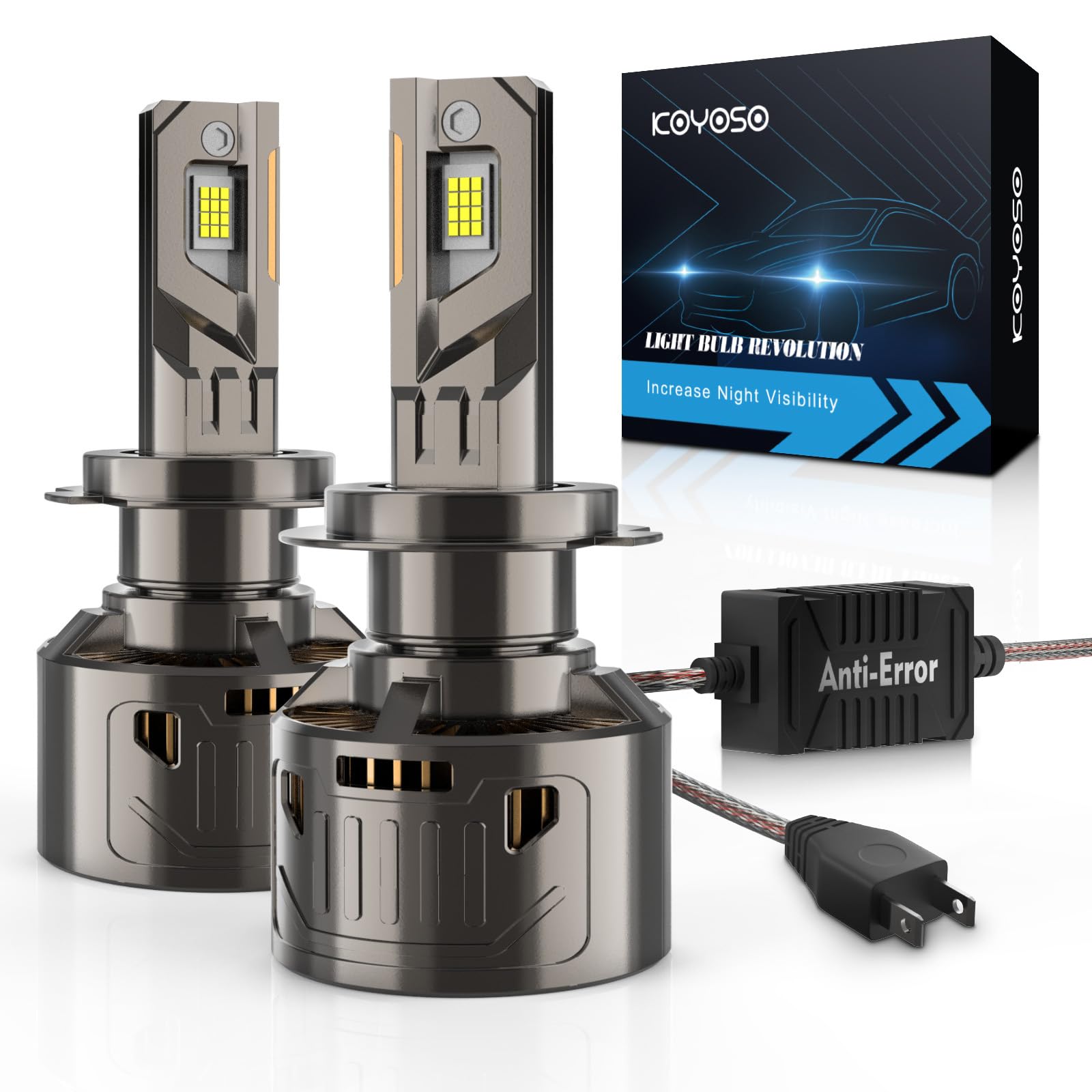 KOYOSO Żarówki LED H7 36000LM 200 W LED CANBUS gotowe do samochodu 12 V