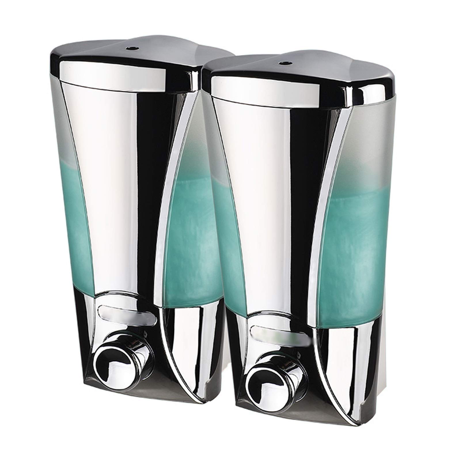 Dispenser Sapone Dispenser di Sapone a Testa Singola e Doppia Testa (Bianco e Cromo) Casella del Liquido della Toilette della Cucina, Installazione con Fori Dosasapone (A,B,C,D : D)