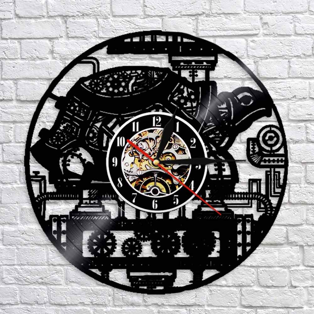 Dia 30cm Steampunk Turtle Orologio da parete Steampunk Sea Turtle Ornamento vintage Ingranaggi Ingranaggi Orologio da record in vinile Amanti degli animali Orologio decorativo 7 colori che cambiano