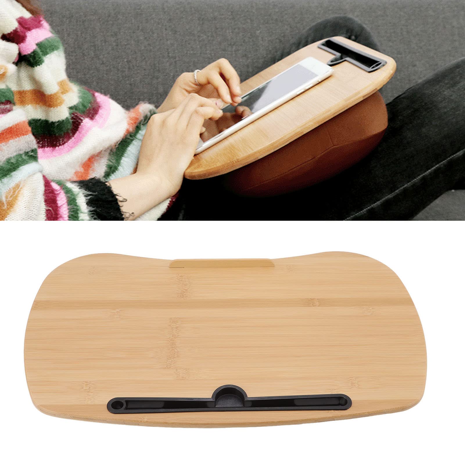 Haofy Biurko 3 w 1 Bambusowa Ergonomiczna Konstrukcja ze stabilną poduszką do Pracy, Podróży i Małych Przestrzeni