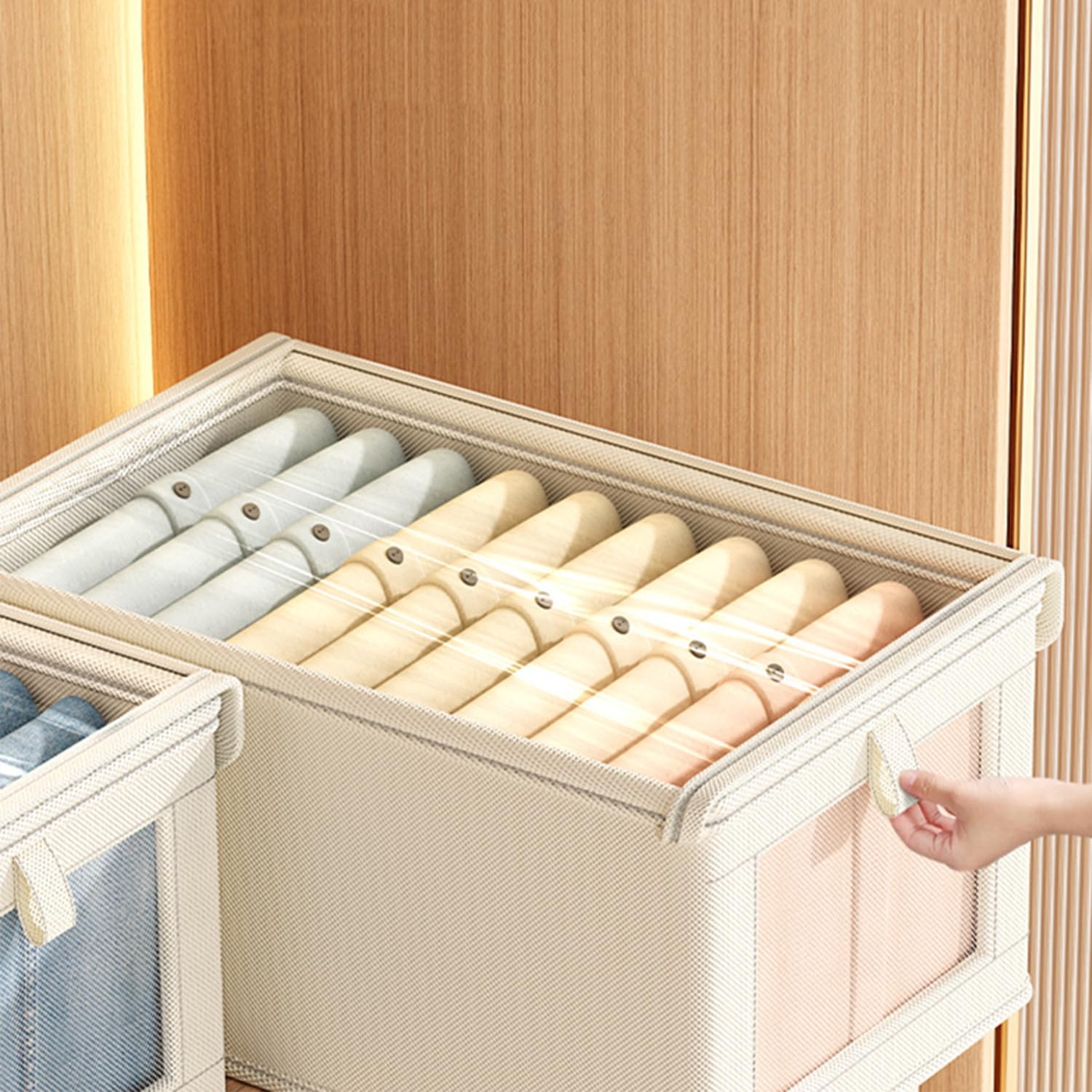 2er-Set Kleiderschrank-Organizer Mit Griffen, Schrank-Organizer, Aufbewahrungsbox, Schubladen-Ordnungssystem, Faltbarer Kleiderschrank-Organizer Aus Stoff For Kleiderschrankhosen, Socken, Kleidung(B,3
