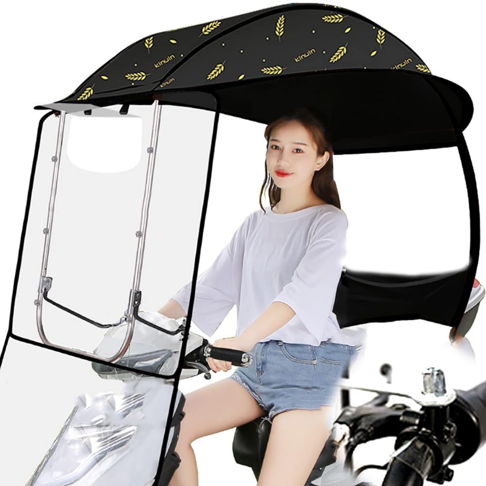 Motocykl skuter pokrywa wodoodporna na zewnątrz, samochód elektryczny baldachim osłona przeciwsłoneczna uniwersalny parasol do skutera mobilność parasol przeciwsłoneczny osłona przeciwdeszczowa