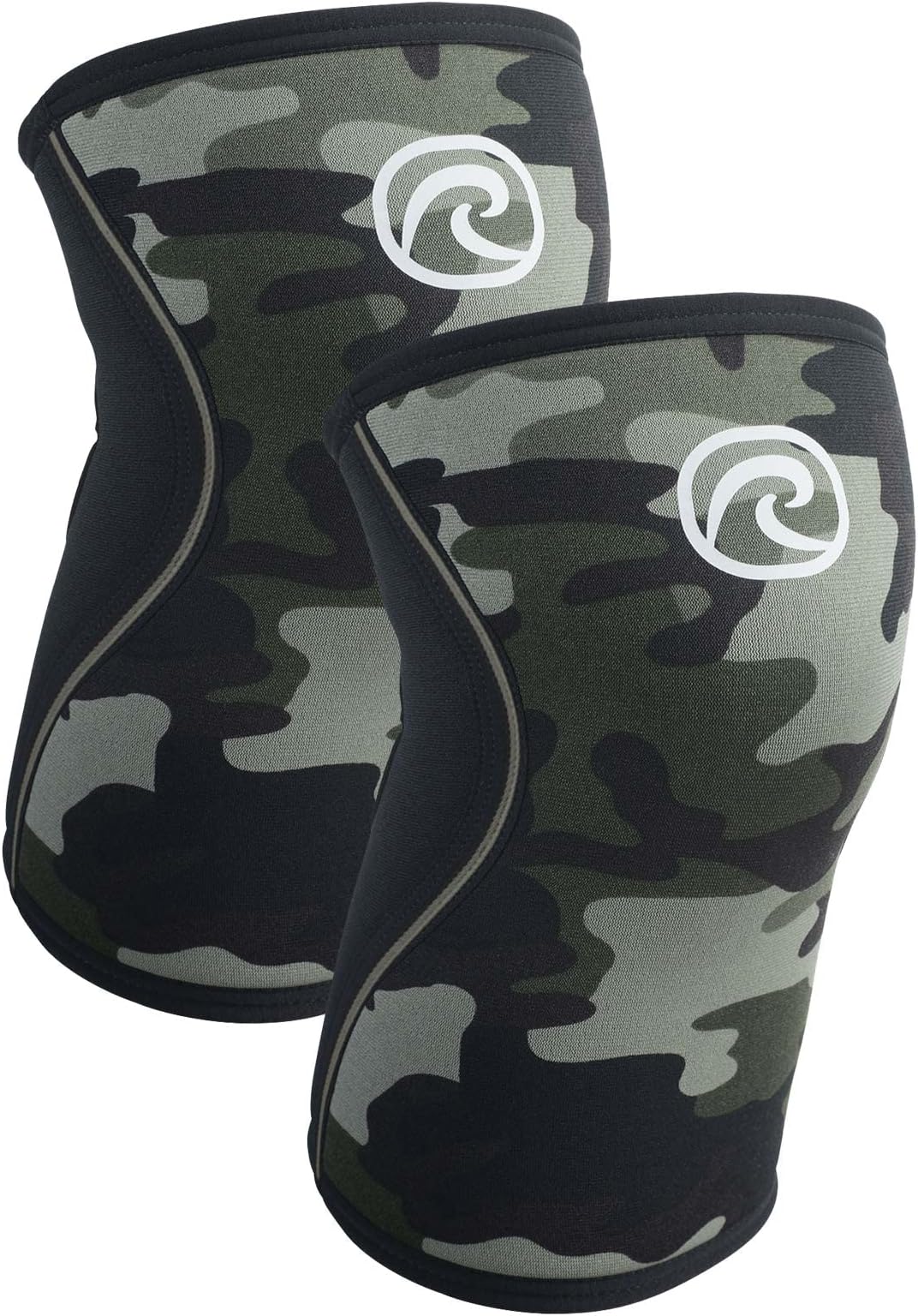 Rehband Knee Support for Strength Sports, Knee Support for Cross Fit and Heavy Training, Knee Sleeve Made of 5 mm Neoprene, and Sizes, Unisex, Colour: Camo, 1 Pair, Size: L