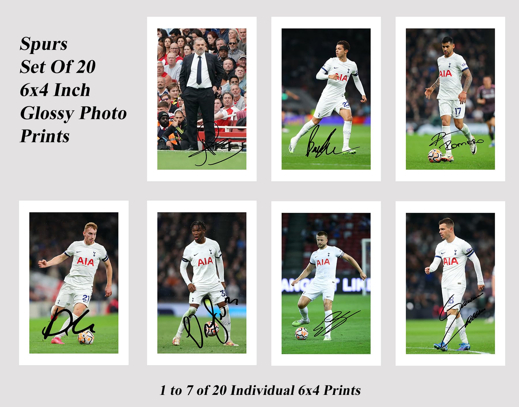 Set of 20 Tottenham Hotspur 2023/24 Players Signed 6X4 Inch Photo Prints With Pre Printed Signatures Autograph Kids/Men/Women Gift - Image 2