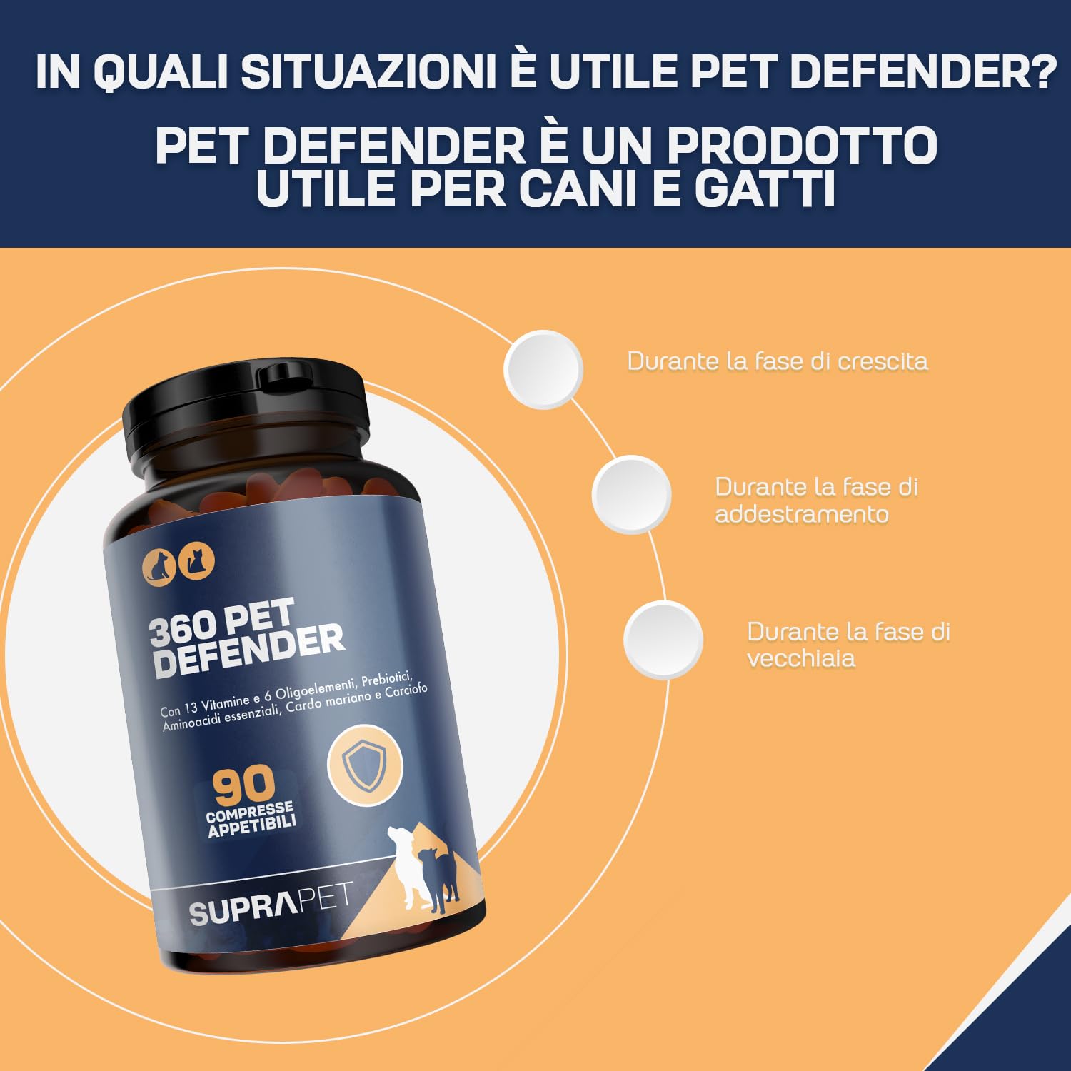 Multivitaminico Cani e Gatti 180 Compresse Appetibili - Per Sistema Immunitario, Articolazioni, Pelo con 13 Vitamine, 6 Minerali, Aminoacidi Essenziali, Cardo Mariano e Carciofo, 360 Pet Defender