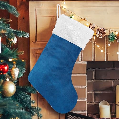 Miniatura 4 de Kigai Medias de Navidad abstractas de color azul personalizadas, medias de Navidad grandes con copos de nieve, medias de Navidad de 18 pulgadas para