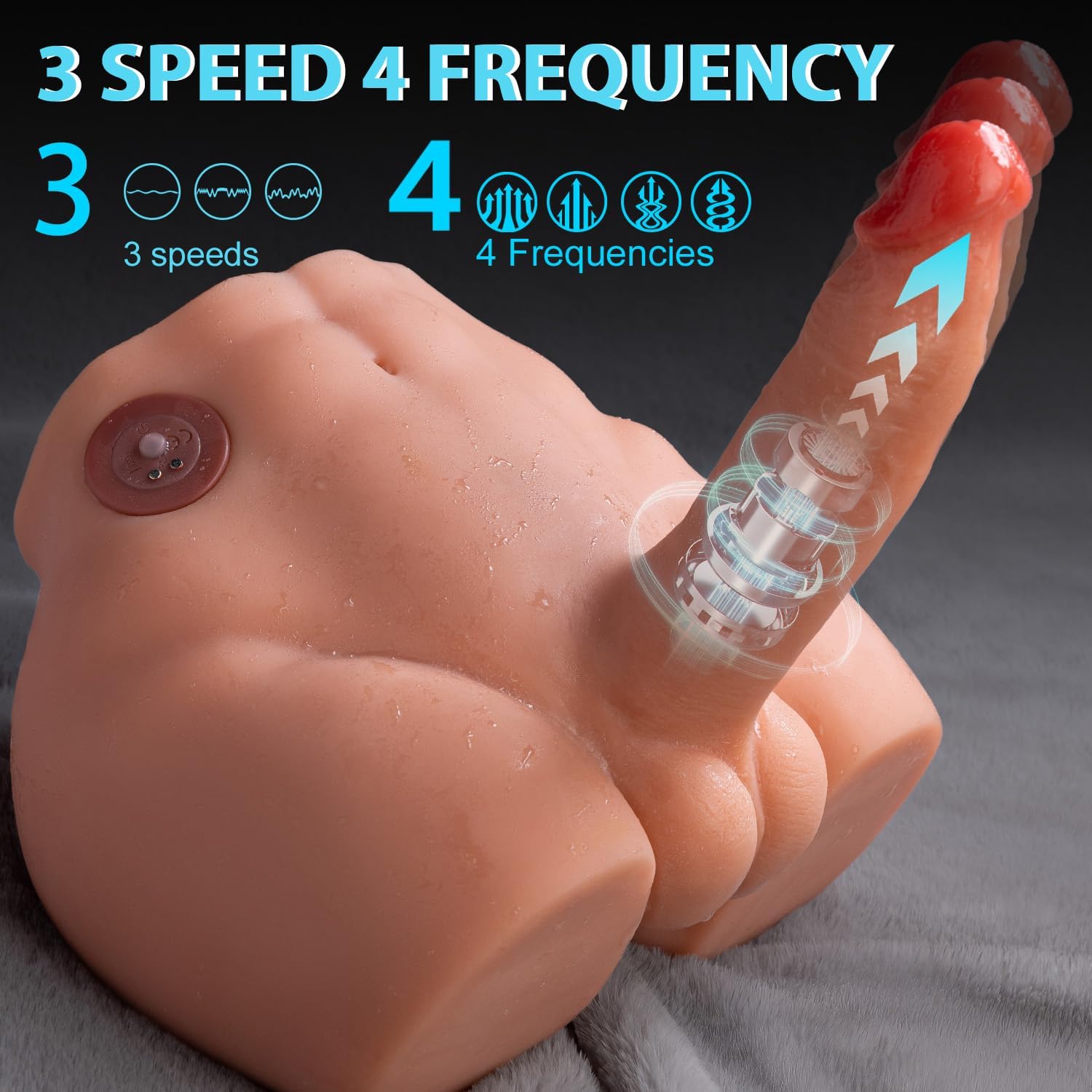 Male Sex Doll with Realistic 2 in 1 Thrusting & Vibrating 7 Modes Dildo - Sex Toys for Hands Free Riding Masturbator Vagina & Anal Stimulator with Big Butt Torso Sex Dolls for Women Men