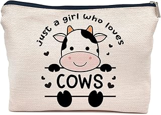 Cute Just a Girl Who Loves Cows Decor Cosmetic Bag,Baby Cows Lover Women's Makeup Bag Zipper Pouch Travel Toiletry Gifts For Cows Cow Lover Women Teenage Girls
