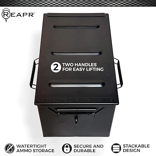 Miniatura 7 de Reapr XL - Caja de munición de acero resistente con cerradura para 0.354 in, 223, 50 Cal, caja de almacenamiento militar hermética para
