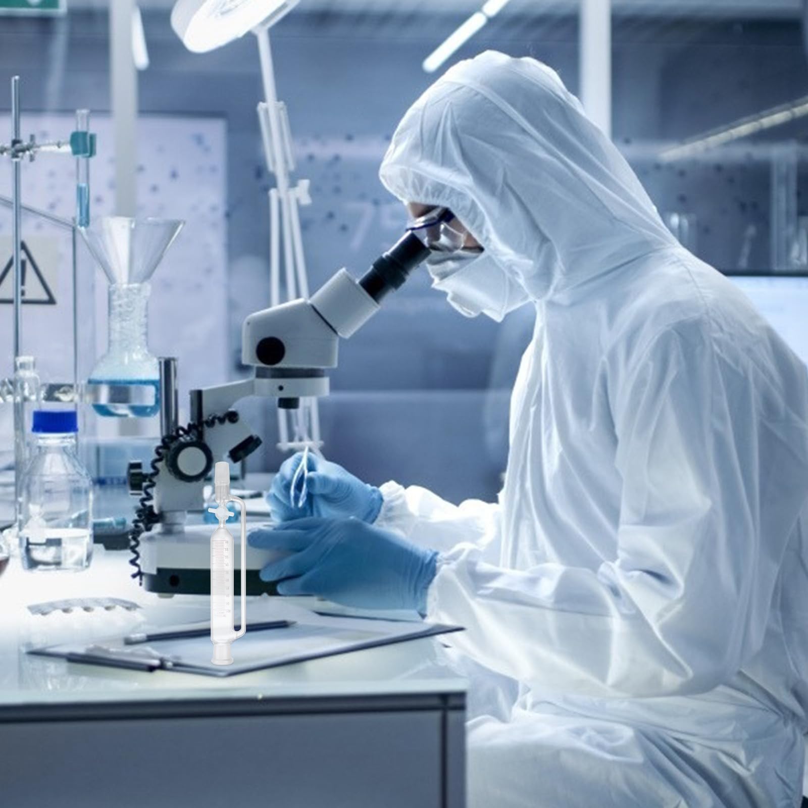 Embudo de Decantación Experimental Cilíndrico para Laboratorio Material Sintético y Alta Durabilidad Química para Separación de Líquidos