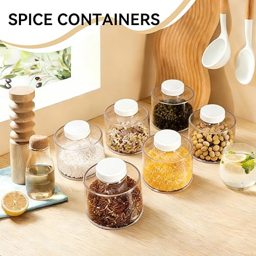 Miniatura 2 de 6 recipientes de especias, tarros de especias de plástico con tamices, contenedores apilables para condimentos, dispensador de condimentos, caja de