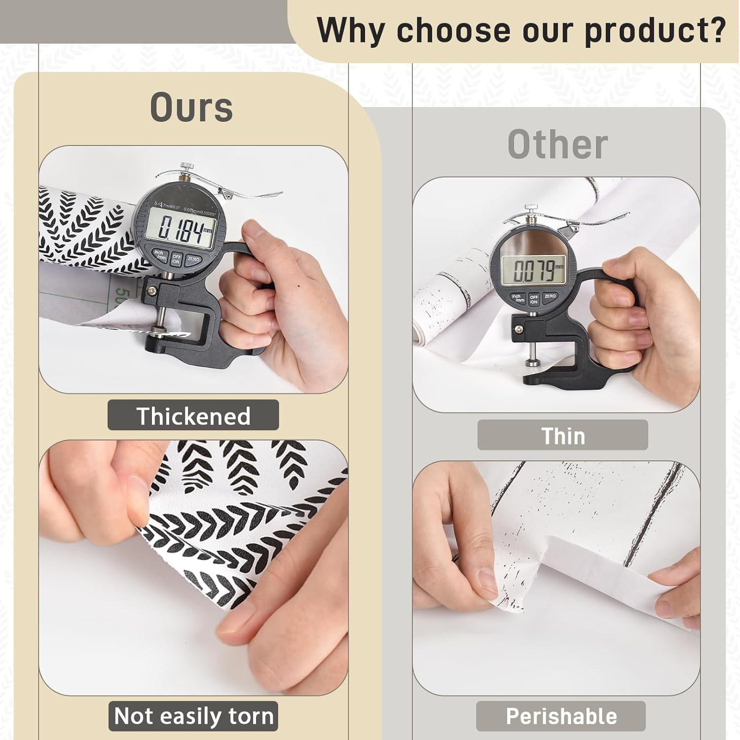 Cohoo Home Black and White Peel and Stick Wallpaper Boho Contact Paper for Cabinets and Drawers Modern Self-Adhesive Wallpaper Leaf Geometric Contact Paper Bathroom Bedroom Waterproof 17.3inW 393inL