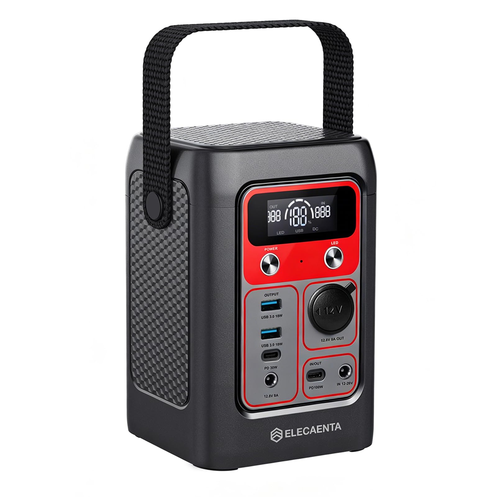 ELECAENTA Portable Power Station, 192Wh LiFePO4 Battery Solar Generator
