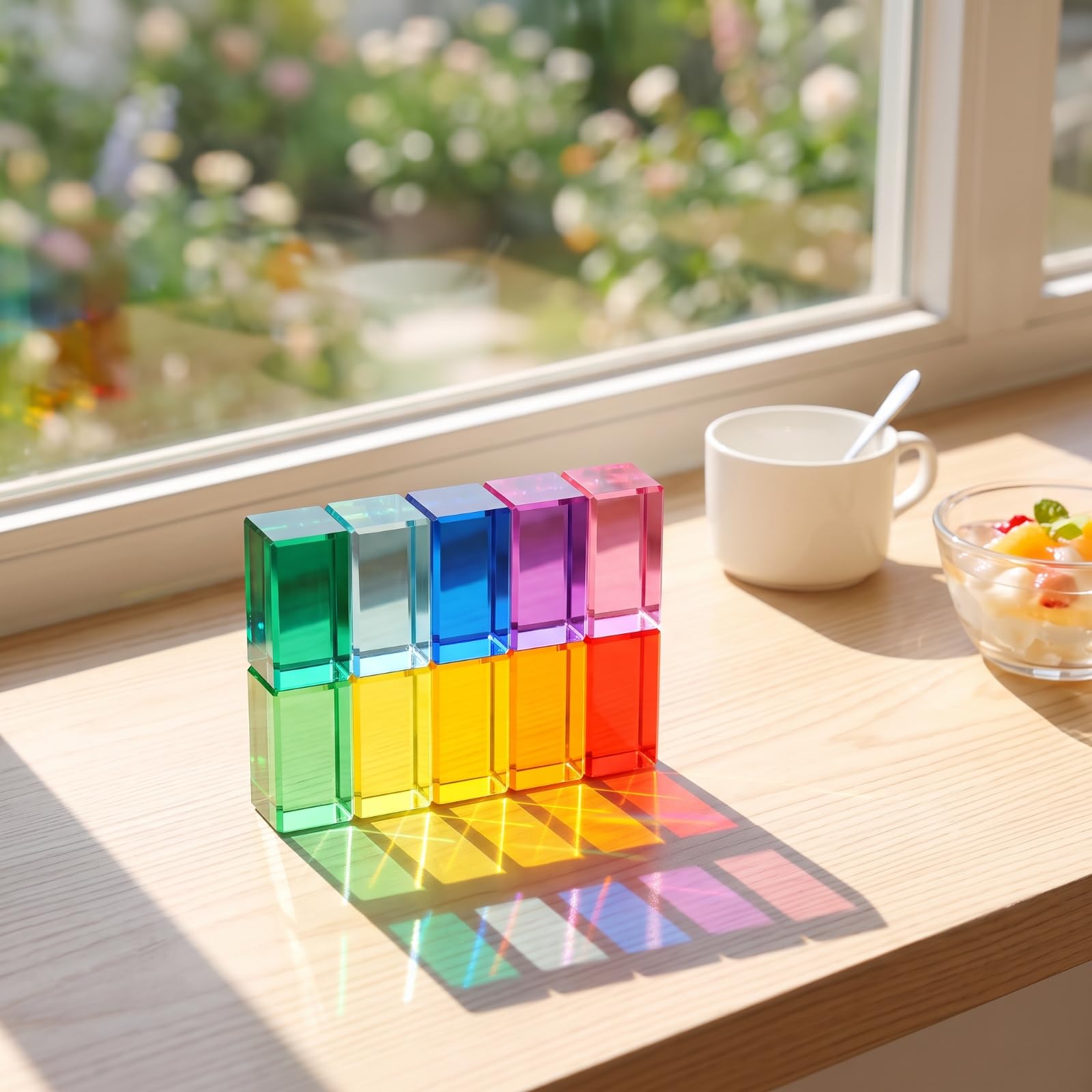 harayaa 10 Pezzi Mattoncini Classici Colorato | Finitura Brillante, Prismi Rettangolari, Mattoncini Colorati, per Tavolo Luminoso, Aula