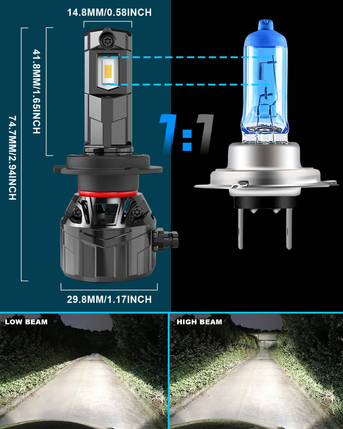 Żarówka H7 LED 6000K Biała Ksenonowa, Zestaw 2 szt.