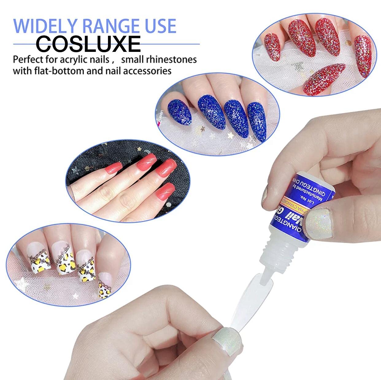Cosluxe Professional Strong Nail Glue for Fake Nails - Nail Tips 3g (Pack of 3) 1