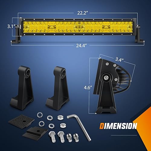 Miniatura 2 de Nilight Barra de luz LED ámbar de 22 pulgadas, 480 W, combo de punto de inundación de triple fila, impermeable, iluminación de conducción