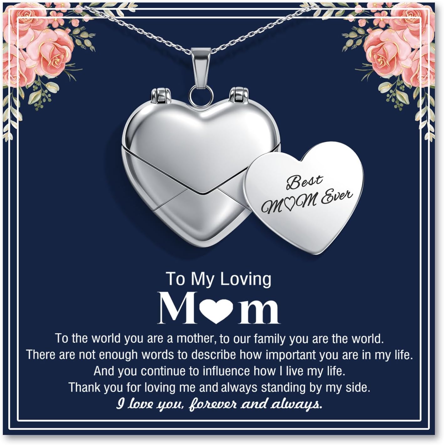 Gifts for Mum Daughter Granddaughter Sisters,Personalized Heart Locket Necklace,Christmas Birthday Mothers Day Valentines Gifts for Her, Unique