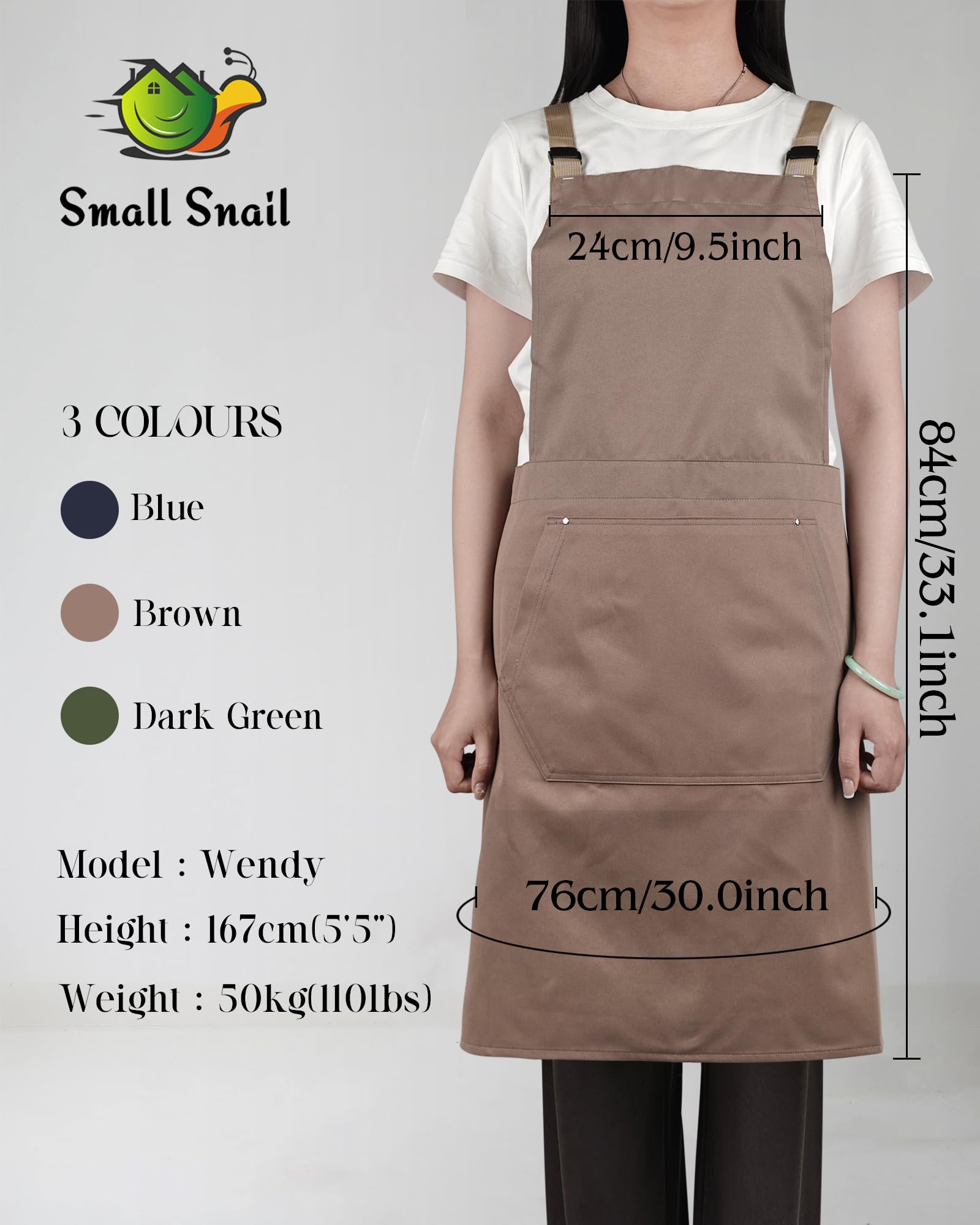 Small snail Artist Apron with Big Pocket Japanese Style Aprons Pottery Pianfore Art Apron Adult Painting Smock for Artistic Creation Ceramics - Image 2