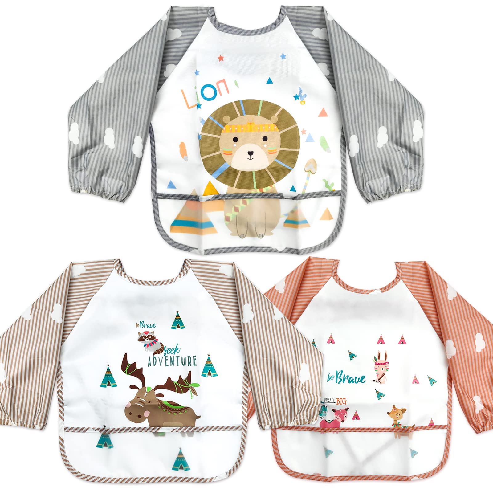 LISOPO bavoirs bebe bavoir manches longues bebe bavoir imperméable bébé Unisexe pour Bébé de 6 mois à 3 ans
